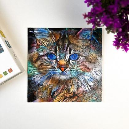 Obrazek z Drewniane puzzle z kotami - pręgowany kot