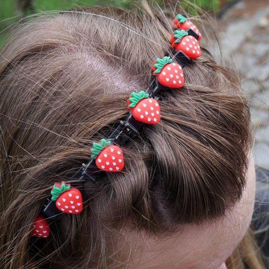 Obrazek z Dziecięca opaska do włosów ze spinkami  -  truskawki