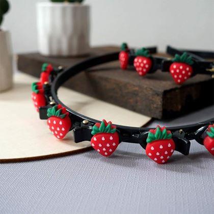 Obrazek z Dziecięca opaska do włosów ze spinkami  -  truskawki