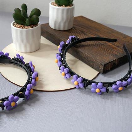 Obrazek z Dziecięca opaska do włosów ze spinkami  -  niezapominajka