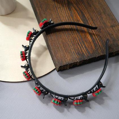 Obrazek z Dziecięca opaska do włosów ze spinkami  -  truskawki