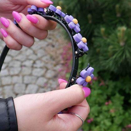 Obrazek z Dziecięca opaska do włosów ze spinkami  -  niezapominajka