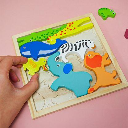 Obraz Drewniane puzzle - zwierzęta