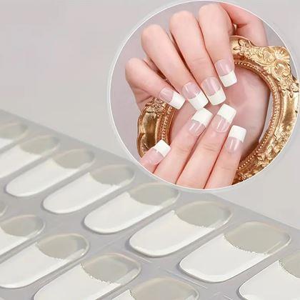 Obrazek z Eleganckie naklejki na paznokcie - francuski manicure - biała