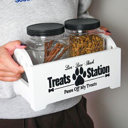 Obrazek z Podajnik z 2 pojemnikami na smakołyki dla psów