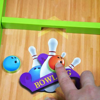 Obrazek z Zestaw sportowych gier stołowych 6w1 – piłka nożna, koszykówka, curling, wyścigi, kręgle, bowling