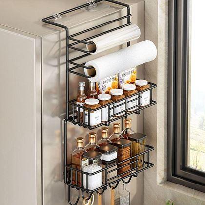 Obrazek z Czarny metalowy organizer na lodówkę