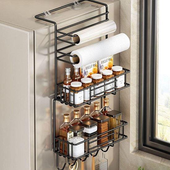 Obrazek z Czarny metalowy organizer na lodówkę