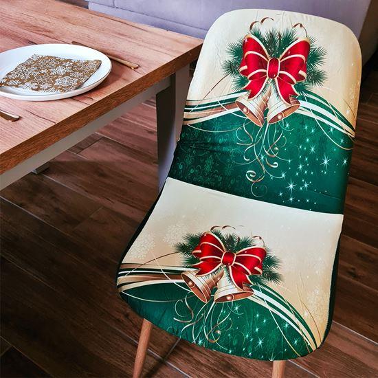 Obrazek z Pokrowiec na krzesło z motywem świątecznym  - zielono-złota świąteczna elegancja