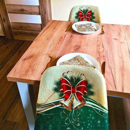 Obrazek z Pokrowiec na krzesło z motywem świątecznym  - zielono-złota świąteczna elegancja