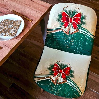 Obrazek z Pokrowiec na krzesło z motywem świątecznym  - zielono-złota świąteczna elegancja