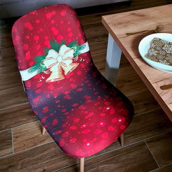 Obrazek z Pokrowiec na krzesło z motywem świątecznym  - czerwona świąteczna elegancja