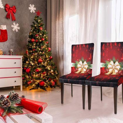 Obrazek z Pokrowiec na krzesło z motywem świątecznym  - czerwona świąteczna elegancja