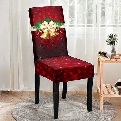Obrazek z Pokrowiec na krzesło z motywem świątecznym  - czerwona świąteczna elegancja