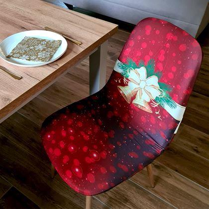 Obrazek z Pokrowiec na krzesło z motywem świątecznym  - czerwona świąteczna elegancja