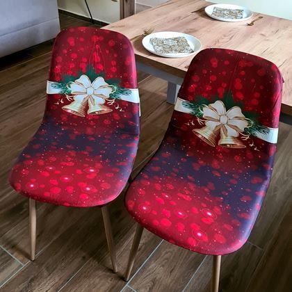 Obrazek z Pokrowiec na krzesło z motywem świątecznym  - czerwona świąteczna elegancja