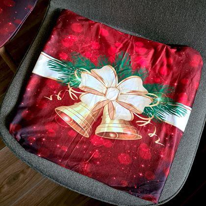 Obrazek z Pokrowiec na krzesło z motywem świątecznym  - czerwona świąteczna elegancja