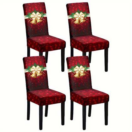 Obrazek z Pokrowiec na krzesło z motywem świątecznym  - czerwona świąteczna elegancja