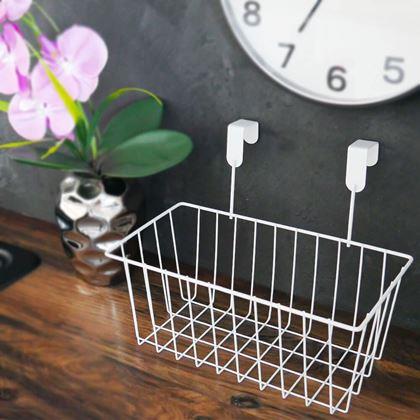 Obrazek z Metalowy koszyk na drzwi do organizacji  -  biały