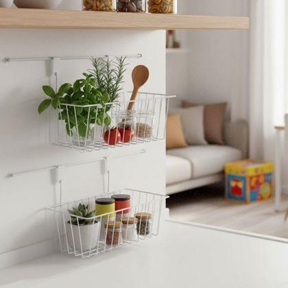 Obrazek z Metalowy koszyk na drzwi do organizacji  -  biały