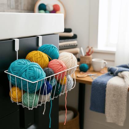 Obrazek z Metalowy koszyk na drzwi do organizacji  -  biały