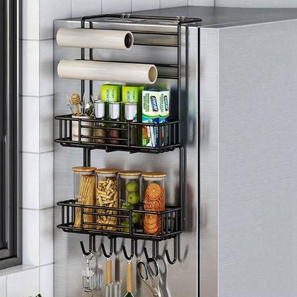 Obrazek z Czarny metalowy organizer na lodówkę