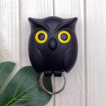 Obrazek z Magnetyczny uchwyt na klucze  -  czarna sowa
