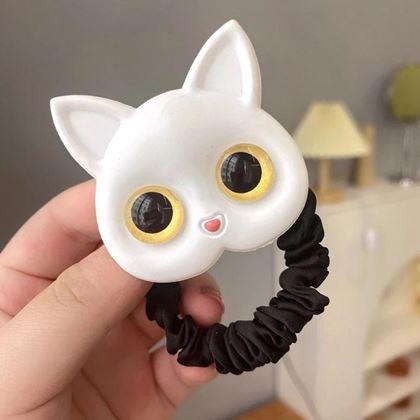 Obrazek z Gumka do włosów z kotkiem - biały