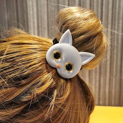 Obrazek z Gumka do włosów z kotkiem - biały