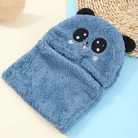 Obrazek z Czapka z kominem miś z uszami - niebieski