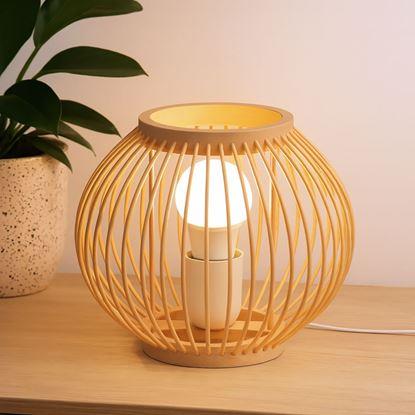 Obraz Bambusowa lampa stołowa z żarówką LED