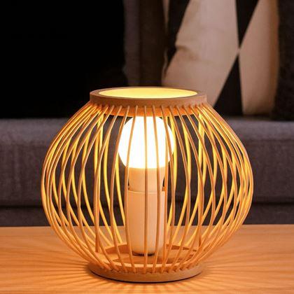 Obrazek z Bambusowa lampa stołowa z żarówką LED