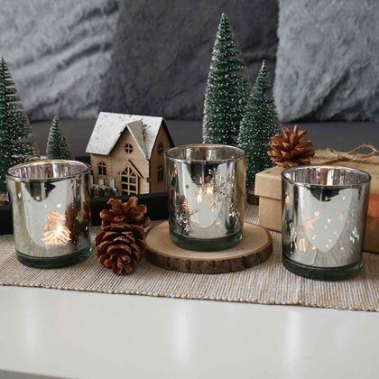 Obrazek z Szklany świecznik bożonarodzeniowy na tealight -  renifer