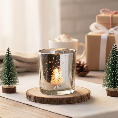 Obraz Szklany świecznik bożonarodzeniowy na tealight
