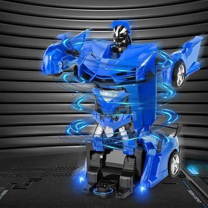 Obrazek z RC Sportowy samochód transformujący na zdalne sterowanie - niebieskie