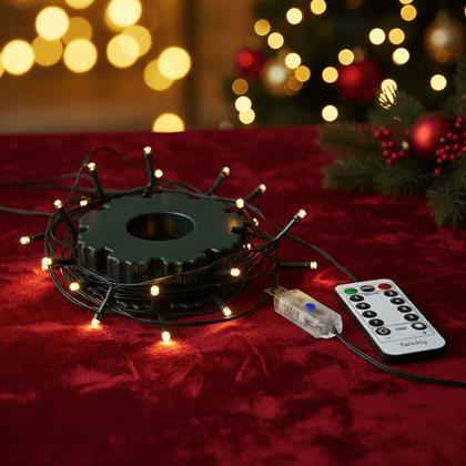 Obrazek z Świąteczne oświetlenie LED z pilotem – bez plątania kabli i z równomiernym rozmieszczeniem lampek