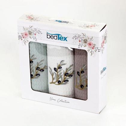 Obrazek z Zestaw prezentowy waflowych ściereczek 3 szt. – oliwki