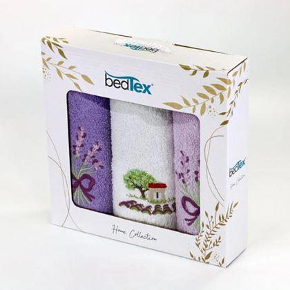 Obrazek z Zestaw prezentowy ręczników frotte 3 szt. - lawenda