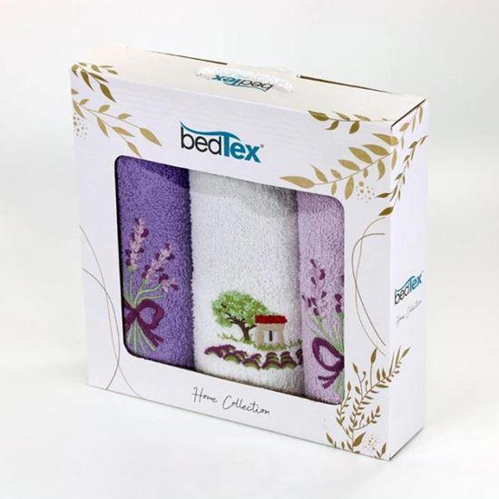 Obrazek z Zestaw prezentowy ręczników frotte 3 szt. - lawenda