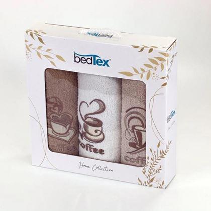 Obrazek z Zestaw prezentowy ręczników frotte 3 szt. - kawa