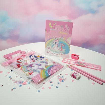 Obraz Zestaw przyborów szkolnych dla dzieci - jednorożec