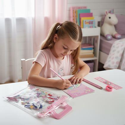 Obrazek z Zestaw przyborów szkolnych dla dzieci - jednorożec