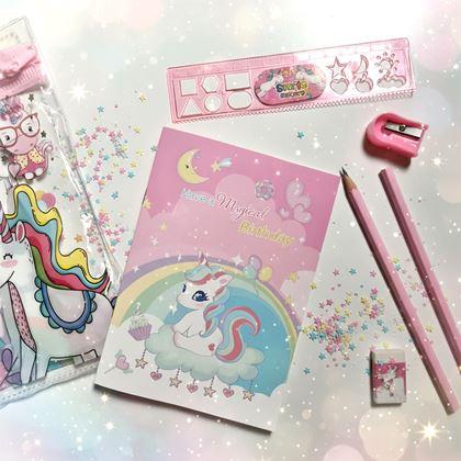 Obrazek z Zestaw przyborów szkolnych dla dzieci - jednorożec