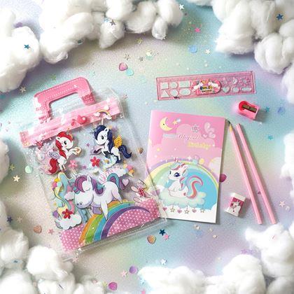 Obrazek z Zestaw przyborów szkolnych dla dzieci - jednorożec
