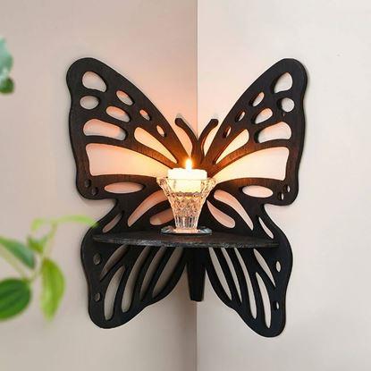 Obraz Drewniana półka narożna motyl 