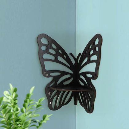 Obrazek z Drewniana półka narożna motyl  -  czarny