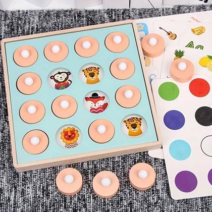 Obrazek z Drewniana gra pamięciowa dla dzieci z wymiennymi obrazkami