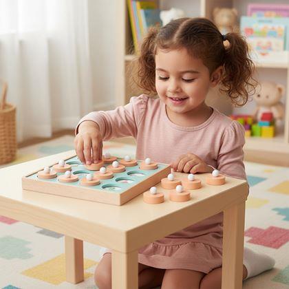 Obrazek z Drewniana gra pamięciowa dla dzieci z wymiennymi obrazkami