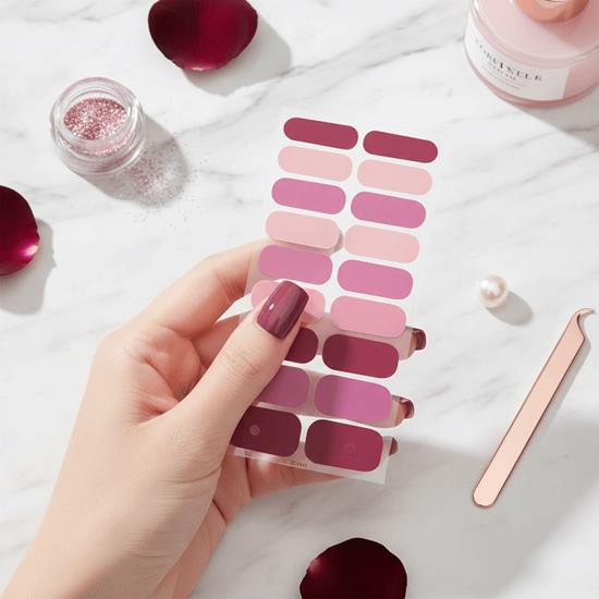 Obrazek z Naklejki samoprzylepne na paznokcie  - ciemnoróżowy miks