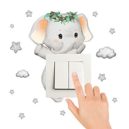 Obrazek z Naklejka na włącznik dla dzieci  -  słonik